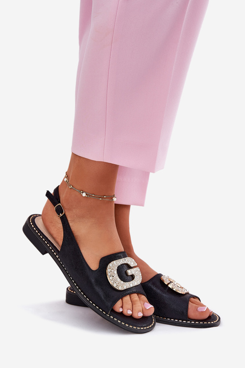 Dámské Sandály S Dekorativním Detailem Černé S.Barski KV51-081