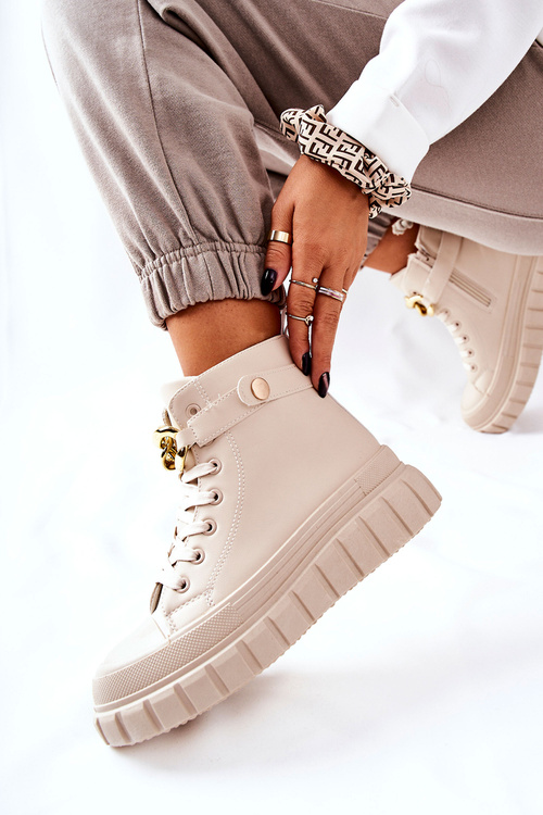 Vysoké Tenisky Na Platformě Béžové Standies