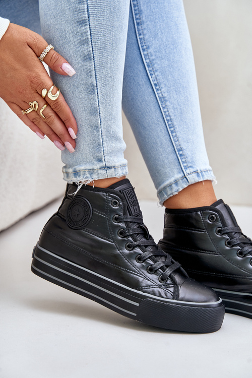 Zateplené dámske tenisky na platforme OO274A471 čierne