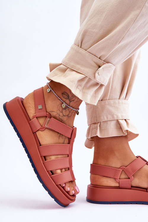 ZAXY Dámské veganské sandály na suchý zip JJ285016 Dusty Pink