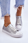 Dámské kožené nízké tenisky Big Star LL274016 Stříbrné