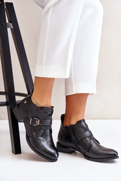 Kožené Nízké Boty Na Zip Maciejka 06692-01 Černé