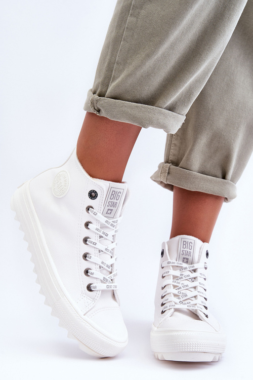 Dámské Tenisky Big Star Vysoké Zateplené Bílé GG274108