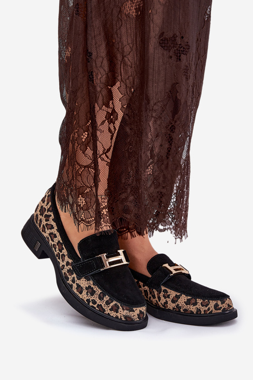 Semišové Dámské Mokasíny Panteřové Černé Vinceza 66791