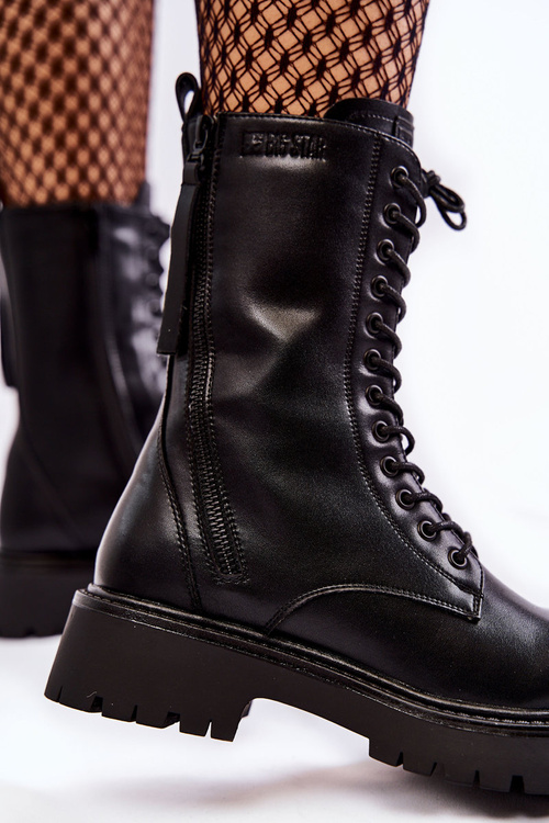 Kožené boty Glany Big Star KK274494 Černé