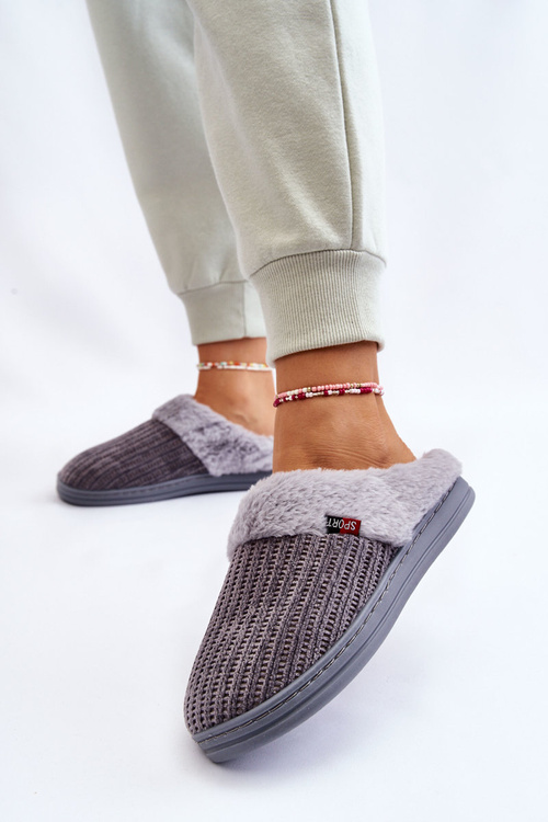 Dámské zateplené nazouváky s kožíškem Šedá Leriss