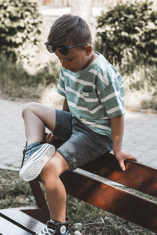 Dětské kožené tenisky na suchý zip Černá Bruni