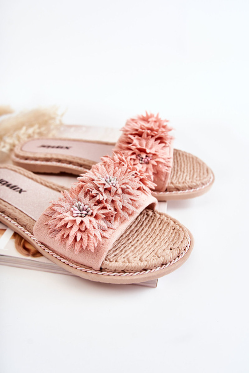 Dámske flip -flops s látkovými kvetmi ružová Susana
