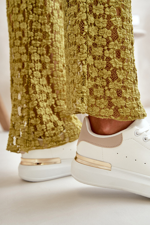 Nízké dámské tenisky na platformě z ekokůže bílo-bežové Nevelena