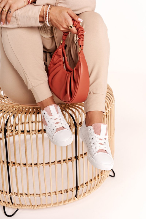 Dámské Kožené Tenisky S Hvězdou BIG STAR DD274691 Bílo-Růžové