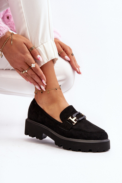 Dámske mokasíny s ozdobou čierne Omavia