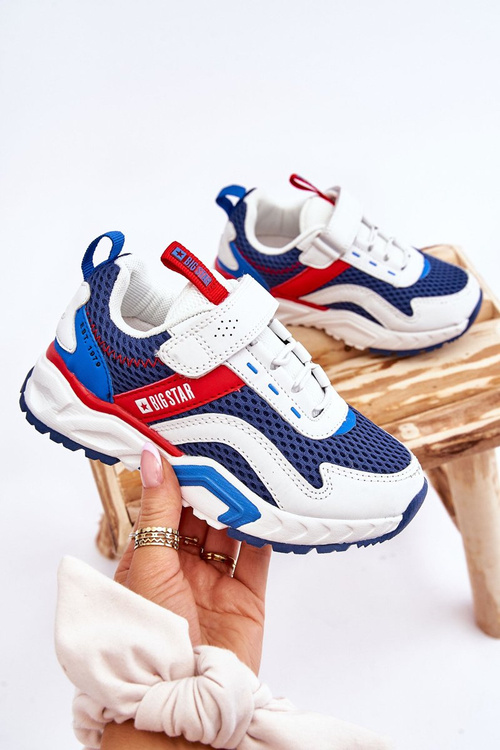 Dětská sportovní obuv se suchým zipem Big Star JJ374259 Bílá a tmavě modrá