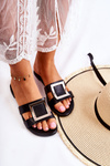 Dámske kožené flip -flops s ozdobou Black Roysa