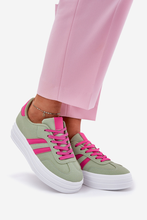 Stylové Dámské Tenisky Na Platformě Zelené Silavia