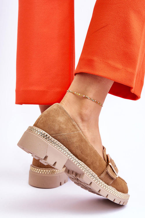 Módní semišové mokasíny tmavě béžové Eloisa