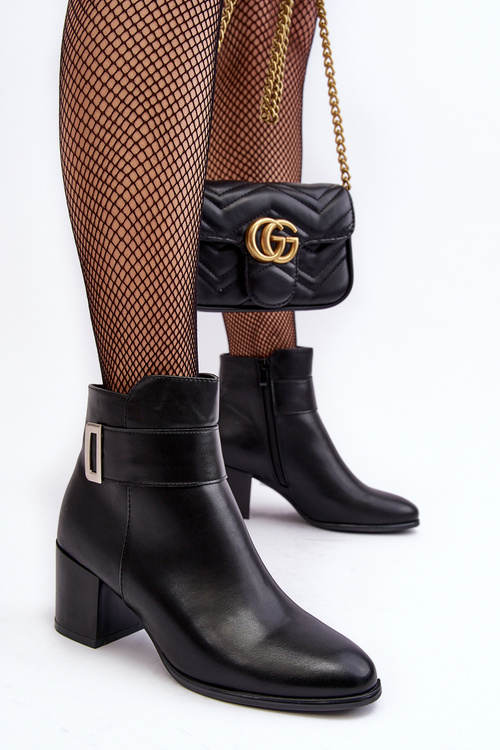 Dámské Boty Na Podpatku S Ozdobou Černá Janeya