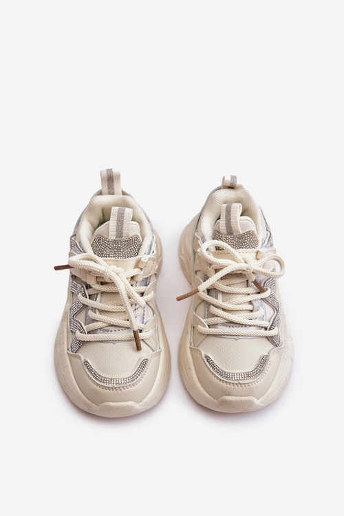 Dětské tenisky s krystaly béžové Rianalla