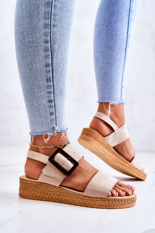 Dámské semišové sandály Big Star JJ276032 Béžová