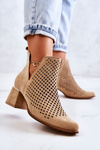 Suede Openwork Boots Lewski Shoes 3165 Beige