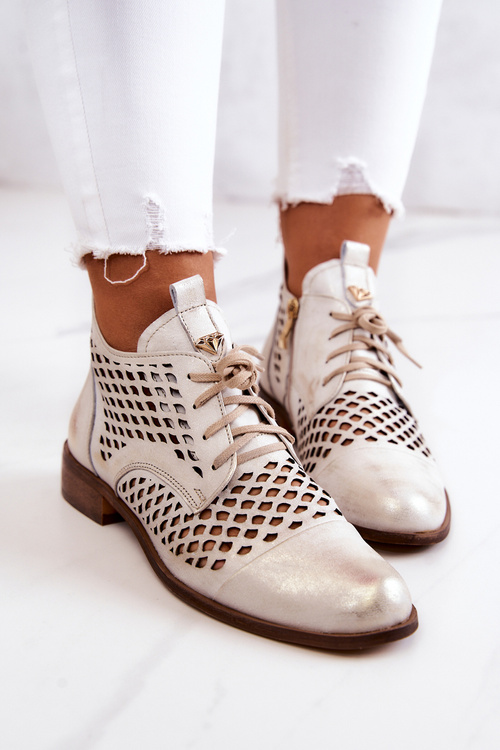 Nicole Openwork Boots 2704/004 Biele a zlato