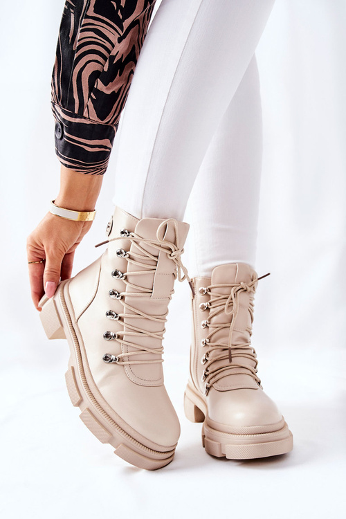 Dámské Zateplené Boty Béžové Perfect