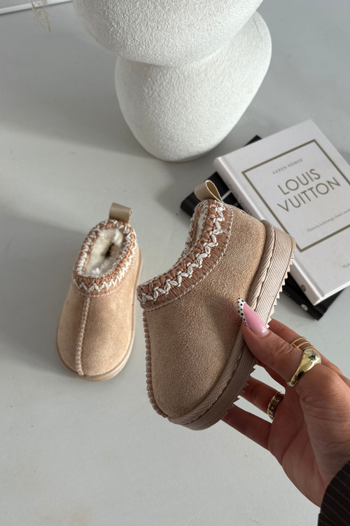 Detské snehule s výšivkou béžové Prina