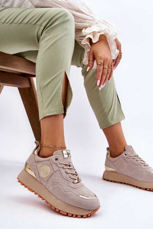 Dámske semišové športové topánky na platforme GoE LL2N4001