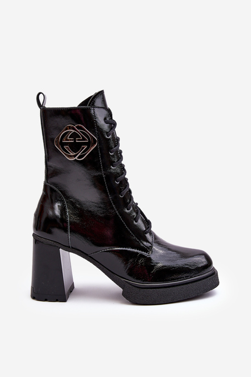 Dámske kožené vysoké topánky na čiernom lemar danel