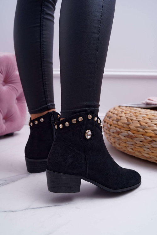 Dámské Kotníkové Boty se Zirkony Černé Patti