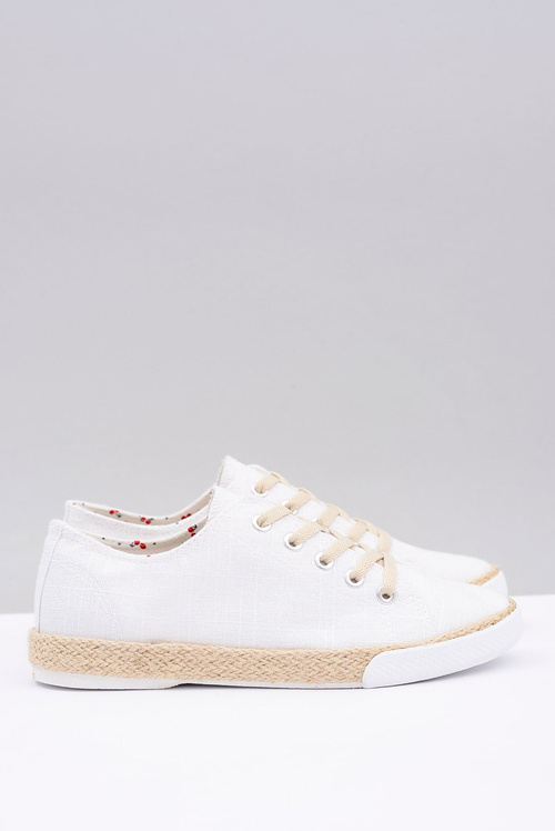 Biele ľanové dámske materiály Peppi espadrilles