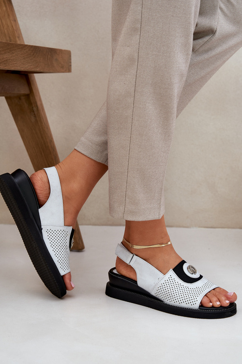 Dámské sandály na klínu stříbrné Isnnoria