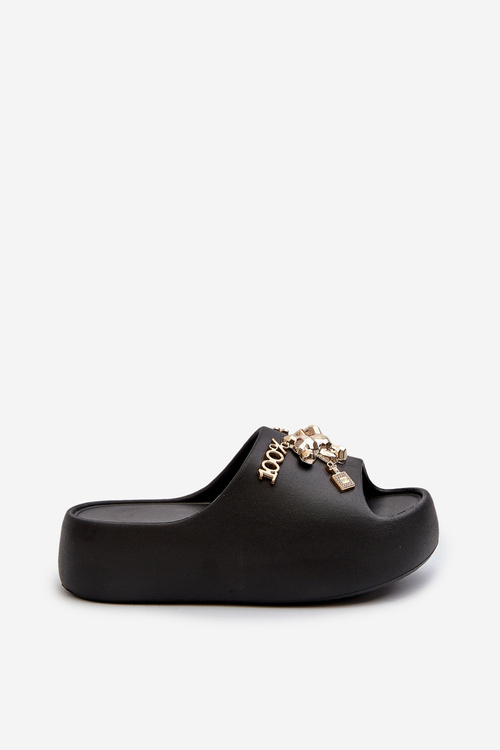 Dámské lehké pěnové žabky s ozdobami Černé Orchia