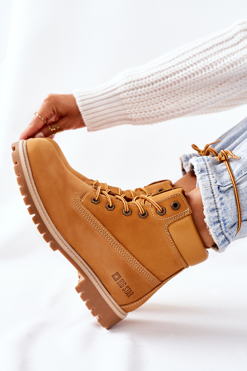 Dámske kožené topánky Big Star II274447 Camel