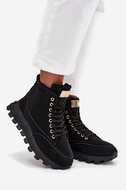 Zateplené dámské kozačky na platformě černé Marivira