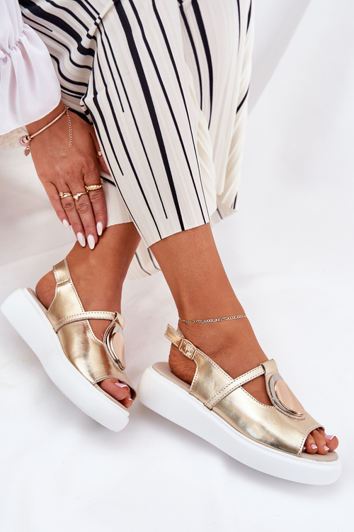 Kožené Elegantní Dámské Sandály S.Barski GR51-603 Zlaté