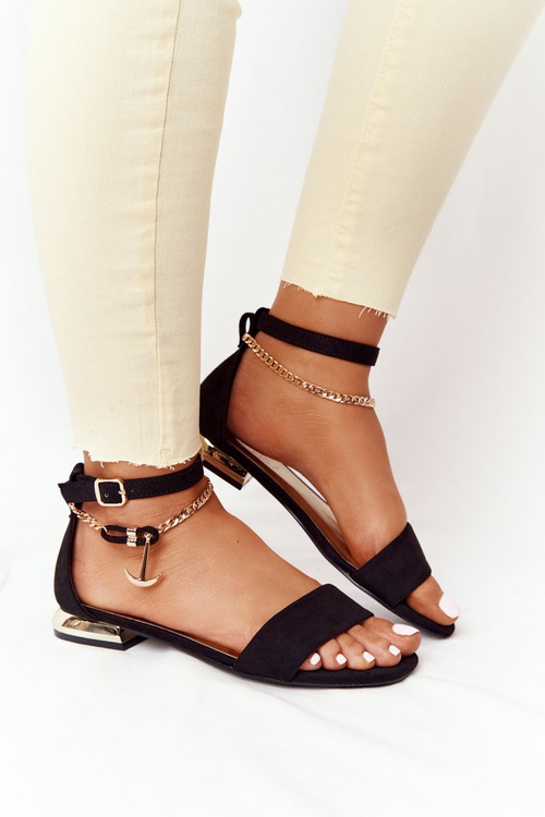 Sandály Na Zlatých Podpatcích Vinceza 21-17119 Černé