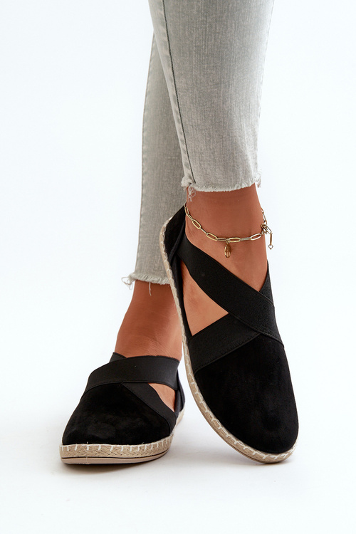 Dámské Espadrily S Elastickými Pásky Z Ekologického Semiše Černé Phaedrana