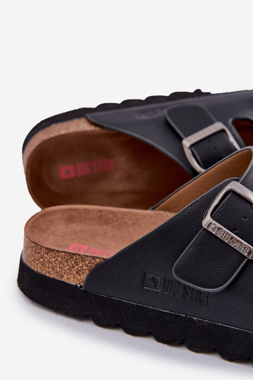 Lehké Pánské Pantofle S Přezkami Eko Kůže Big Star NN174531 Černé