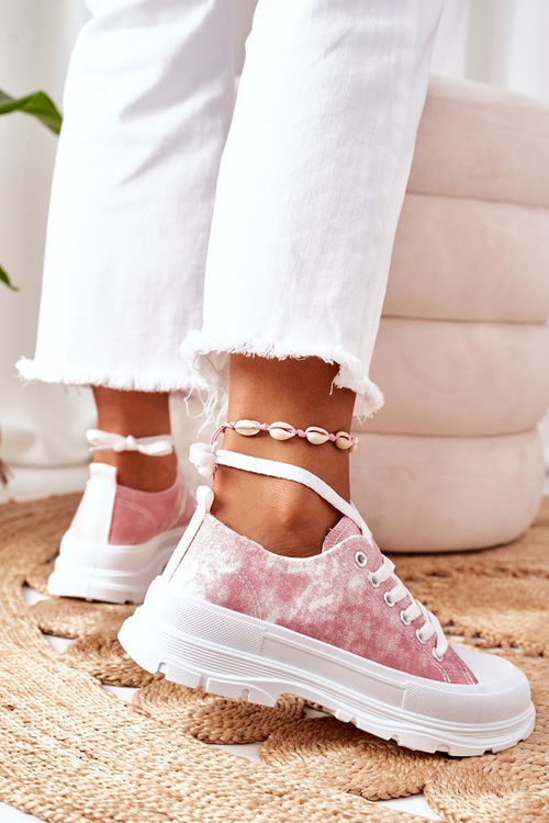 Tenisky Na Platformě Růžové S Efektem Tie-Dye Travel Time