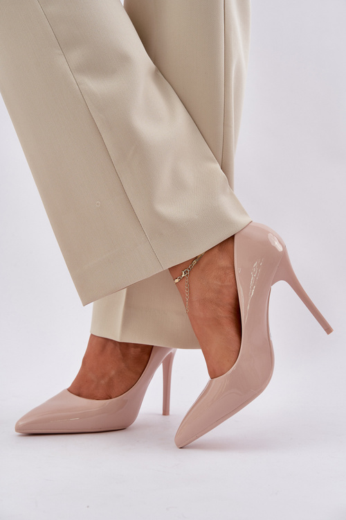 Lakované Lodičky S Špičatými Špičkami Béžové Vizana