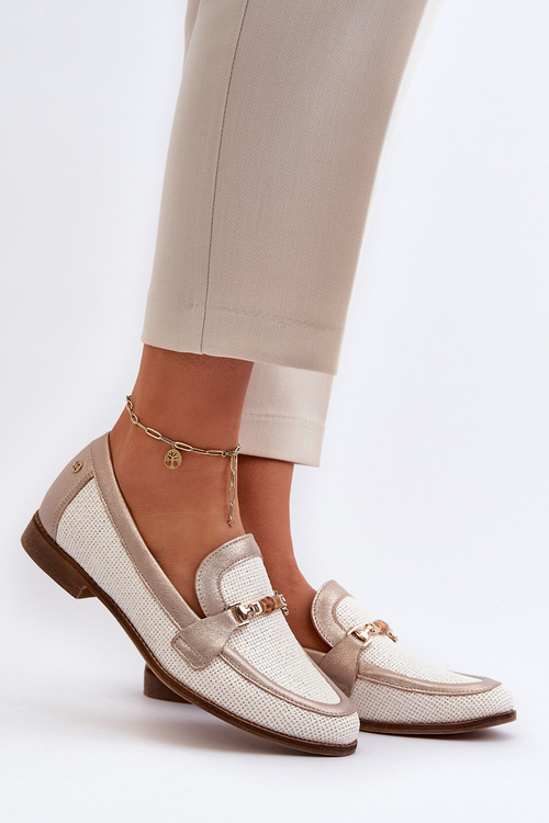 Kožené mokasíny s ozdobou Zlaté Maciejka 06442-25 Zlaté