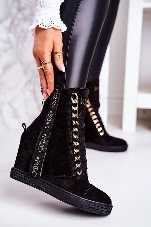 Dámské Semišové Sneakersy Se Stuhou BOOCI 2222/543/z černé