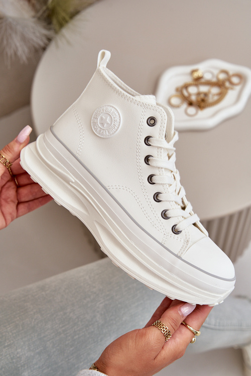 Dámske Tenisky Na Platforme Eko Koža Big Star OO274064 Biele