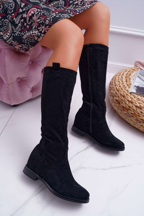 Dámské Kozačky Se Skrytým Klínkem Ekosemišové Černé Temet