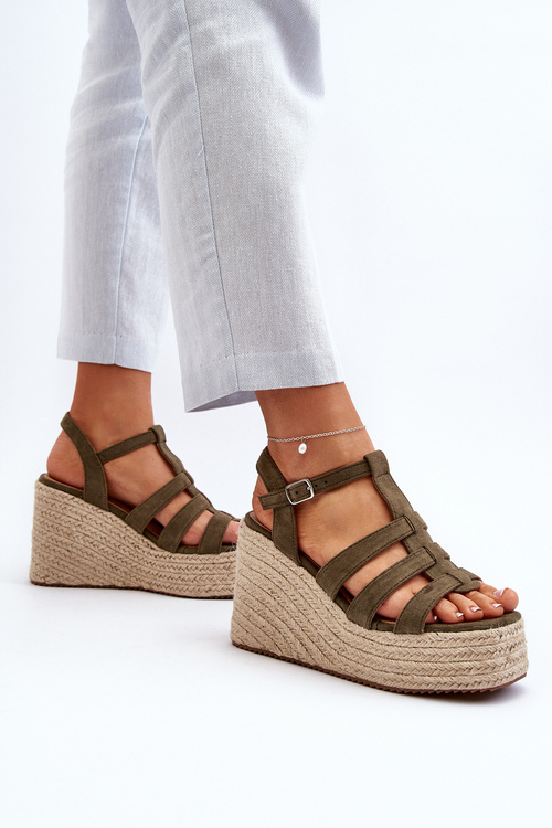 Sandále Na Klinu Z Pleteným Zeleným Gnosis