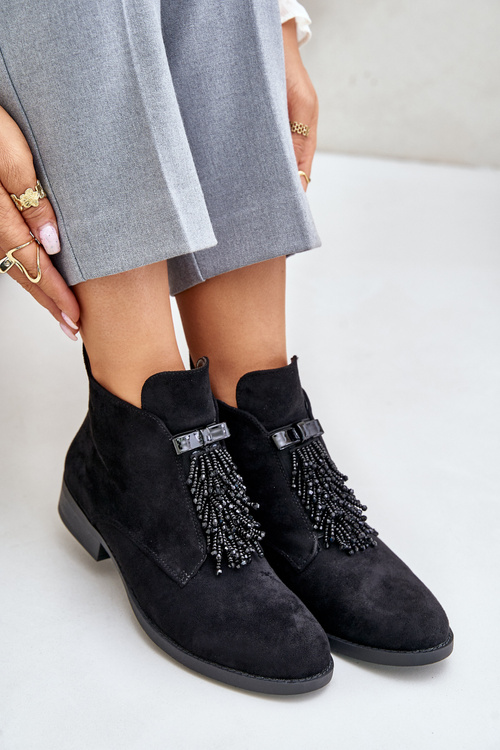 Zateplené Nízké Boty S Dekorací Na Zip Černé S.Barski HY42-715