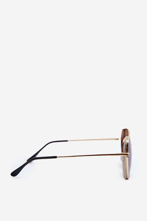 Dámske slnečné okuliare s brokátovými vložkami UV400 Zlatohnedé