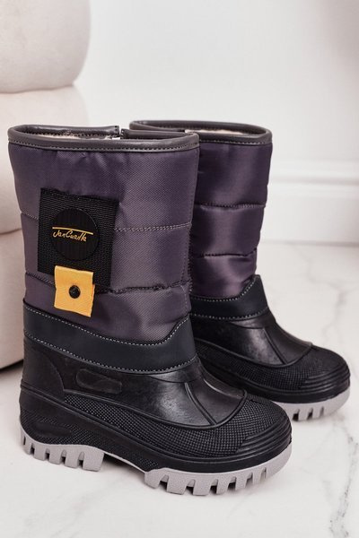 Dětské Sněhové Boty Izolované Kožešinou Šedé Rubbi