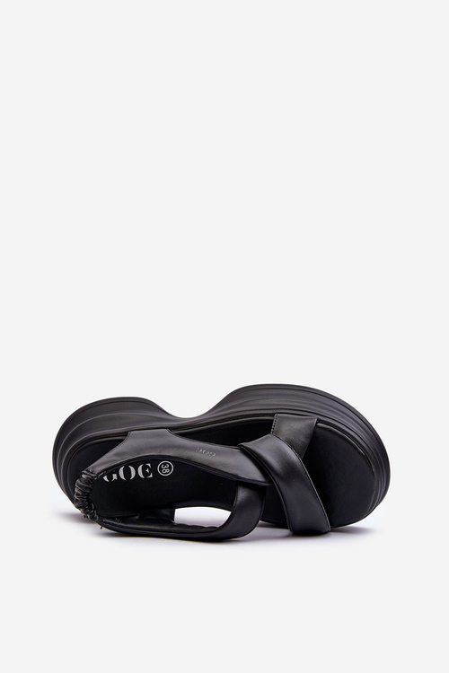 Zazoo 2743 Zamszové Sandále Na Klinu Čierne