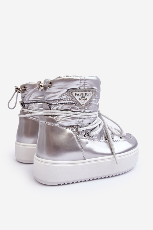 Detské izolované snehové topánky čipky -up Silver Colina